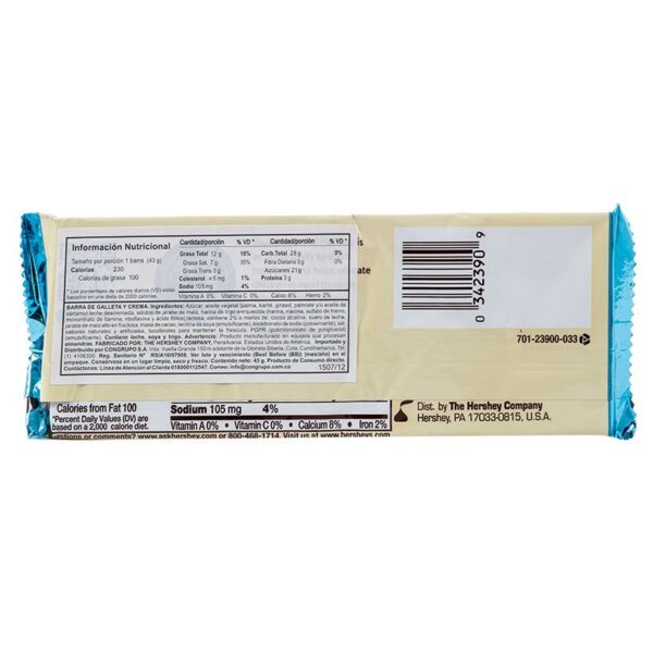 CHOCOLATINA HERSHEYS COOKIES N CREAM x 43 g - Imagen 2